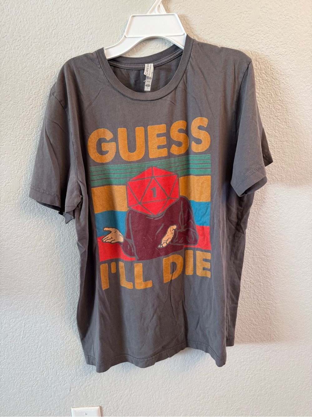 Dungeons and Dragons Guess I'll Die Graphic Tee Size Large Gray